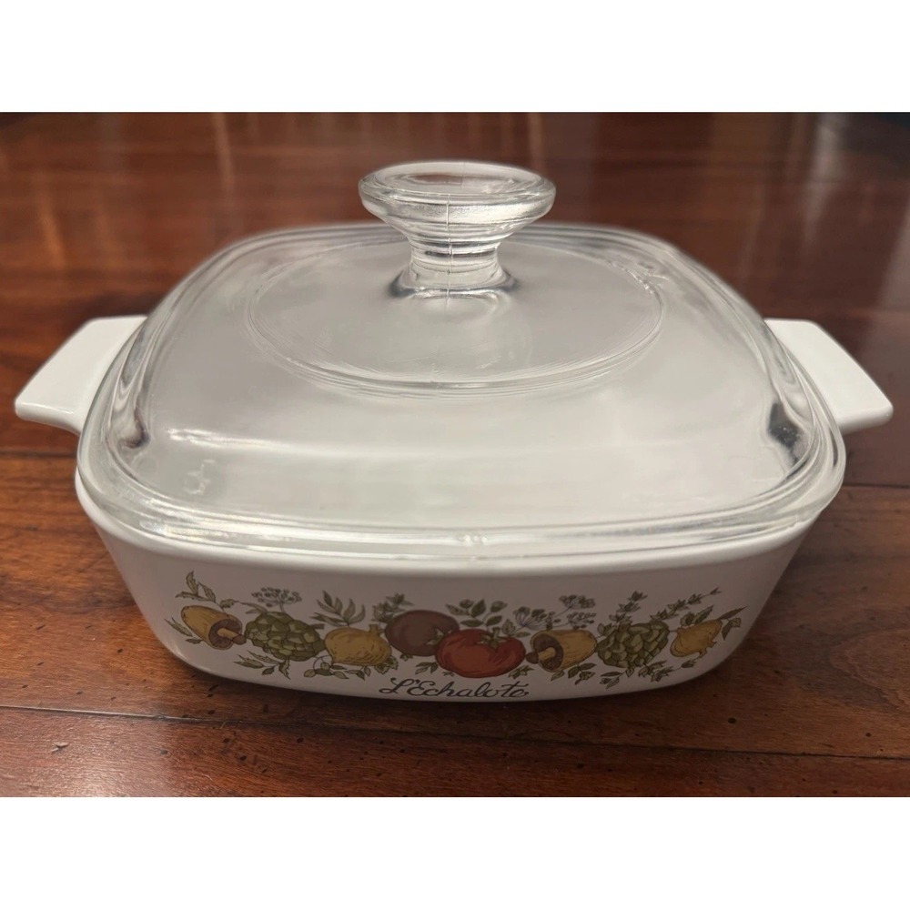 Corningware L'échalote Spice of Life A-1-B 180 MA 1qt w/h A7G Glass Lid 7"